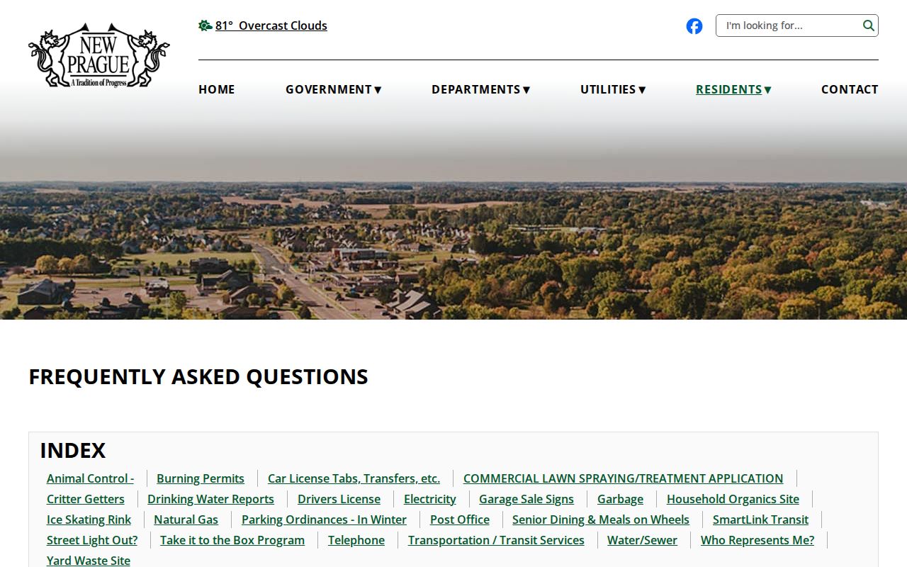 New Prague citation guidance page pointing to the statewide Minnesota court fine system